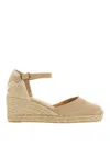 Castaã±er Carol Canvas Ankle-strap Wedge Espadrilles In Beige