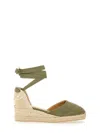 Castaã±er Lace-up Chiara Espadrilles With Wedge 9cm In Green
