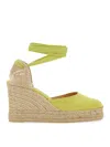Castaã±er Castañer Tina Raffia Wedge Espadrilles In Yellow