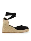 Castaã±er Black Canvas Carina Wedges In Black