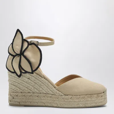 Castaã±er Expadrillas Coco 105 Sand Color With Flower In Beige