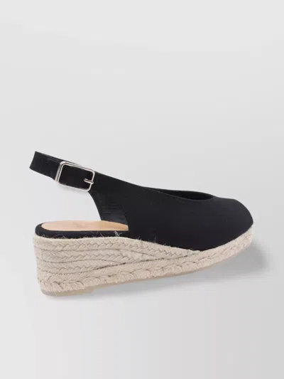 Castaã±er Fabric Espadrille Sole Wedge Sandals In Black