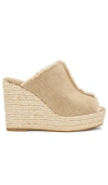 Castaã±er Queral Frayed Canvas Wedge Espadrille Mules In 沙色