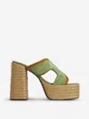 Castaã±er Castañer Woman Espadrilles Sage Green Size 5 Textile Fibers In Contrast Details