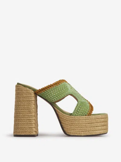 Castaã±er Castañer Woman Espadrilles Sage Green Size 5 Textile Fibers In Contrast Details