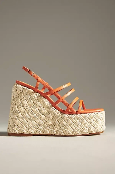 Castaã±er Fiona Espadrille Platform Wedge Sandals In Orange