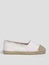 Castaã±er Kampala Glittered Linen Espadrilles In White