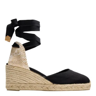 Castaã±er Ankle-tied Espadrille Wedges In Black