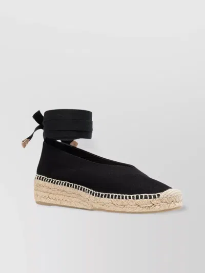 Castaã±er Gea Canvas Wedge Espadrilles With Braided Band In Black