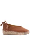 Castaã±er Leather Espadrilles With Braided Raffia Sole In Brown