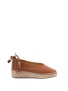 Castaã±er Leather Espadrilles With Braided Raffia Sole In Brown