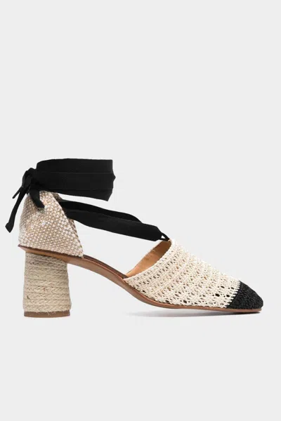 Castaã±er Ginny Crochet Sandal In Ivory Negro In Black