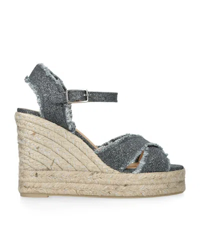 Castaã±er Glitter Bromelia Wedge Sandals 60 In Grey