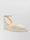Castaã±er Glitter Detailing Linen Wedge Espadrilles