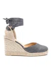 Castaã±er Castaner Lurex Carina Wedge Espadrilles In Grey
