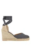 Castaã±er Castaner Lurex Carina Wedge Espadrilles In Grey