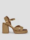 Castaã±er Castaner Vintage Gold Valle Sandals With Ankle Strap In Gold