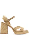 Castaã±er Interwoven Metallic Slingback Sandals In Gold