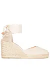 Castaã±er Canvas Wedge Espadrilles With Raffia Heel In Beige