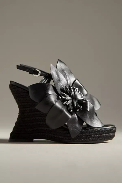 Castaã±er Jade Espadrille Wedge Sandals In Black