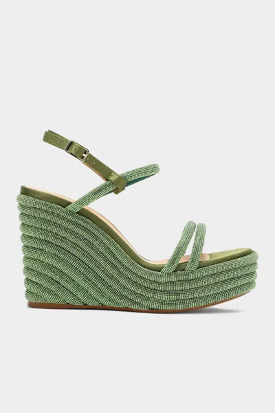Castaã±er Castañer Woman Sandals Green Size 7.5 Textile Fibers