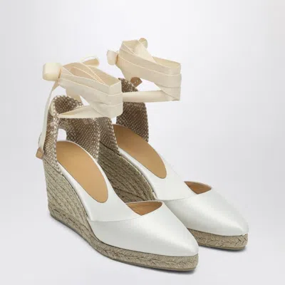 Castaã±er Joyce White Espadrilles In Satin