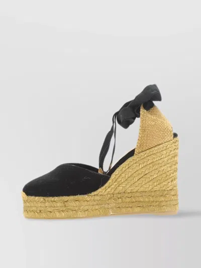 Castaã±er Jute Platform Espadrille Sandals In Black