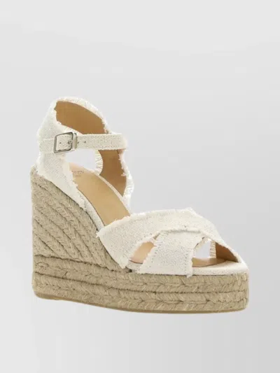 Castaã±er Jute Platform Wedge Sandals In Neutral