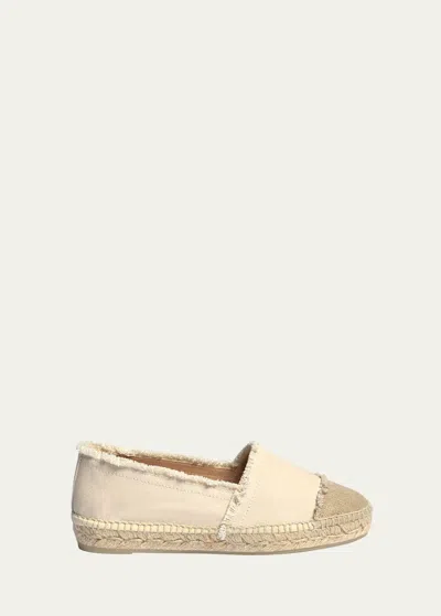 Castaã±er Kampala Frayed Canvas Cap-toe Espadrilles In Ivory