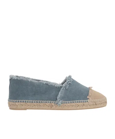Castaã±er Kampala Rough-edged Straw Shoes In Gray