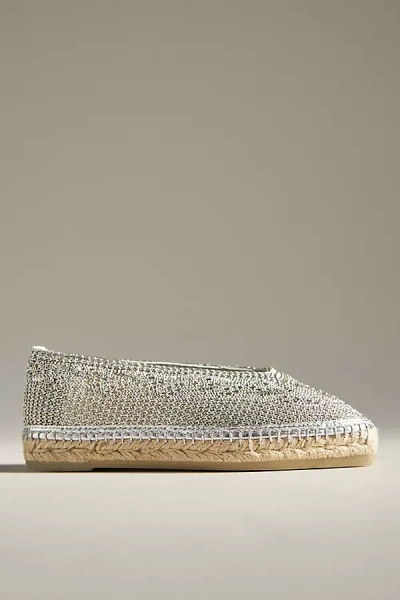 Castaã±er Kim Metallic Woven Espadrille Flats In Grey