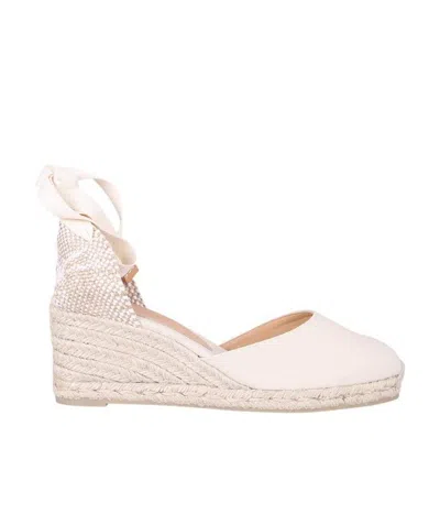 Castaã±er Lace-up Espadrille Wedge Pumps In White