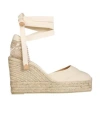 Castaã±er Castaner Womens Cream Carina Self-tie Cotton Wedge Espadrilles In Nude