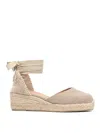 Castaã±er Carina Wrap-around Espadrille Wedges In Beige