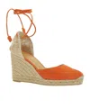 Castaã±er 'carina' Orange And Beige Espadrilles With Wedge And Closed Toe In Canvas And Suede Women In Nude