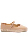 Castaã±er Leather Espadrilles With Braided Raffia Sole In Neutrals