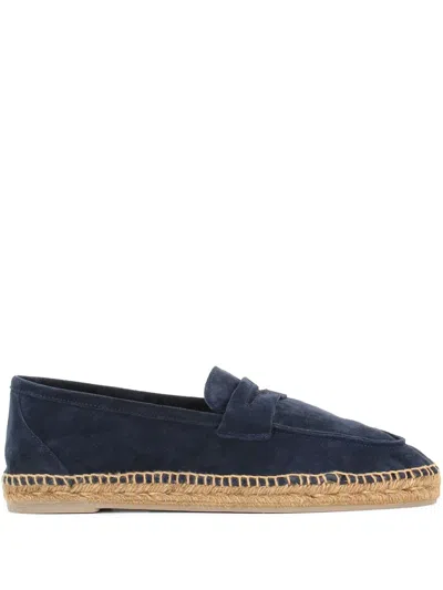 Castaã±er Braided-raffia Suede Espadrilles In Blue