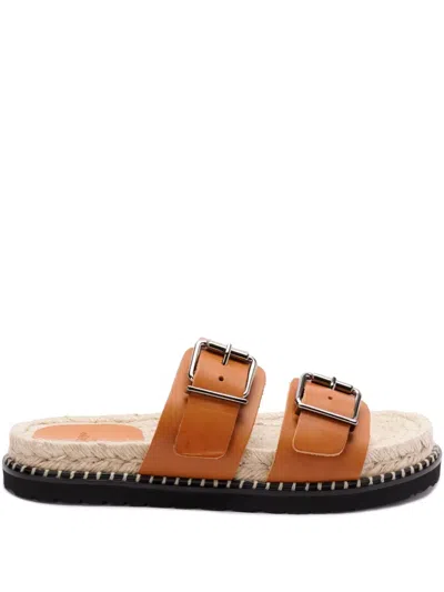 Castaã±er Leather Slides In Brown