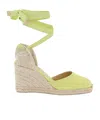Castaã±er Carina Yellow Wedge Espadrilles In Nude