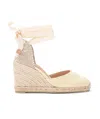 Castaã±er Carina Canvas Ankle-wrap Wedge Espadrilles In Nude