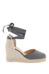 Castaã±er Castaner Lurex Carina Wedge Espadrilles In Grey