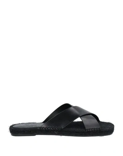 Castaã±er Castañer Man Espadrilles Black Size 9 Leather In Black