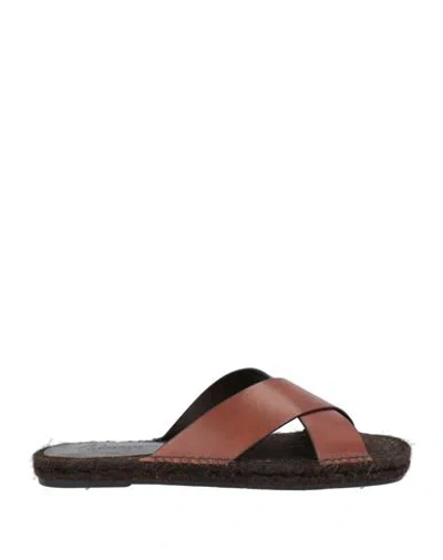 Castaã±er Castañer Man Espadrilles Brown Size 9 Leather