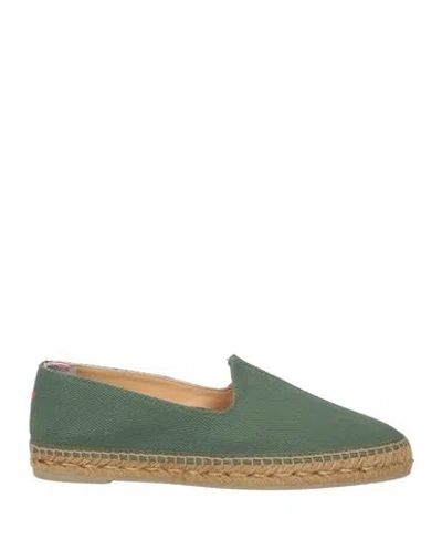 Castaã±er Castañer Man Espadrilles Dark Green Size 9 Textile Fibers
