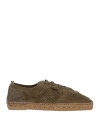 Castaã±er Castañer Man Espadrilles Military Green Size 9 Leather