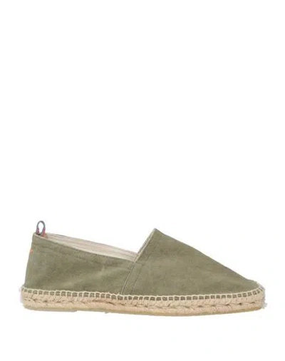 Castaã±er Castañer Man Espadrilles Military Green Size 12 Textile Fibers In Green