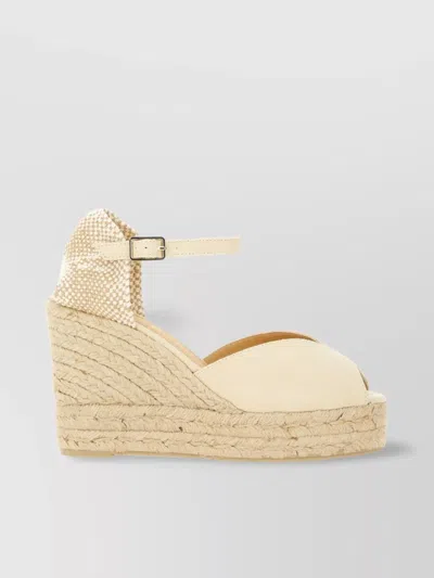 Castaã±er Open Back Peep Toe Sandalwood In Beige