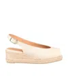 Castaã±er Dosalia Canvas Wedge Espadrille Sandals In Nude