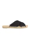 Castaã±er Palmera Crisscross Frayed Espadrille Slide Sandals In Black