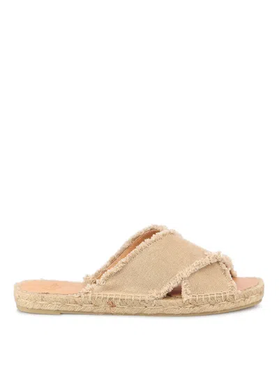 Castaã±er Palmera Raffia Sandals In Light Beige